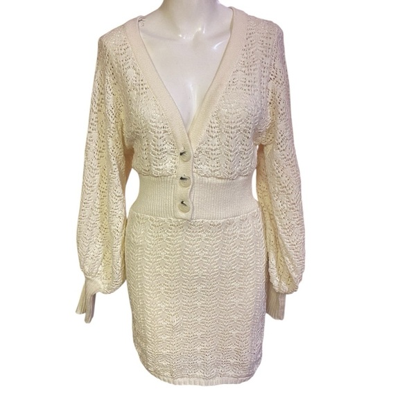 Mable Marceline Cream Mini Dress with Sleek Silhouette Size M/L - Picture 2 of 10